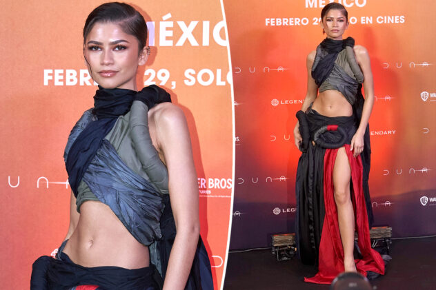 Zendaya bares her abs in warrior-worthy wrapped look for ‘Dune: Part Two’ Mexico photocall