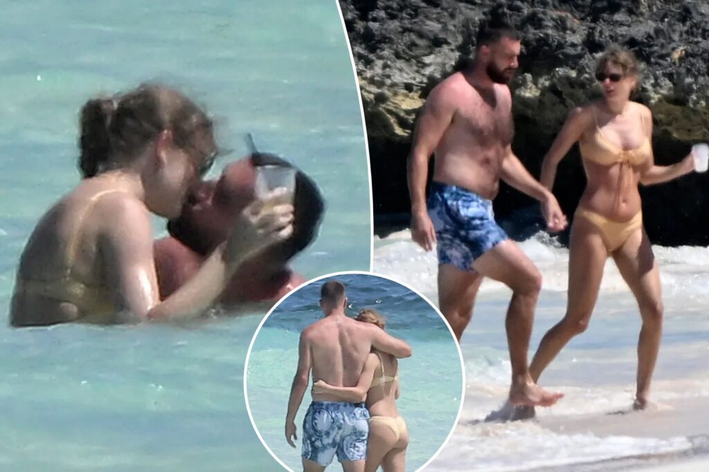 Taylor Swift and Travis Kelce share steamy beach kiss during PDA-filled Bahamas getaway