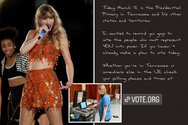 Taylor Swift urges followers to ‘vote for the people who most represent you’ ahead of Super Tuesday