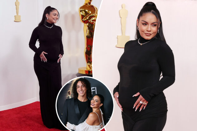 Vanessa Hudgens is pregnant with first child, debuts baby bump on Oscars 2024 red carpet