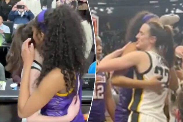 Angel Reese reveals what she whispered into Caitlin Clark’s ear during hug after LSU’s loss to Iowa