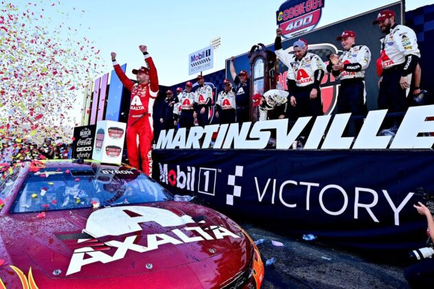 Byron wins NASCAR Cup race at Martinsville in Hendrick 1-2-3