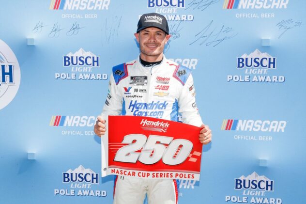 Larson earns third straight NASCAR Cup pole, beating Gibbs at Texas