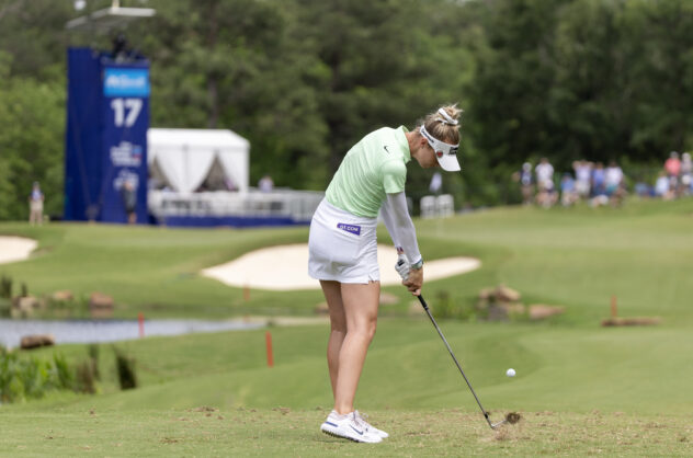Nelly Korda, boosted by an apple, trails by two at LPGA's Chevron Championship after late birdie run