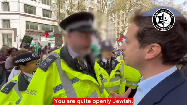 Outrage at pro-Hamas protest as London cop threatens man with arrest for 'openly Jewish' appearance