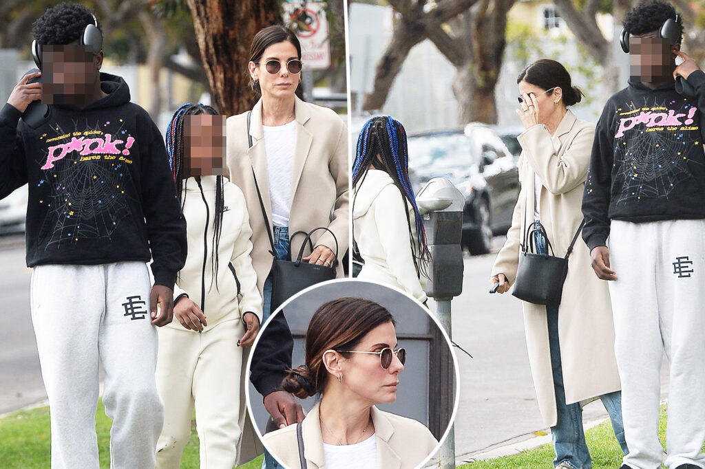 Sandra Bullock goes on rare outing with children Louis and Laila
