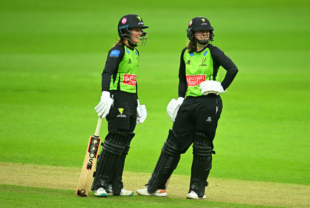 Fran Wilson, Sophie Luff fifties see Storm home in rain-hit clash