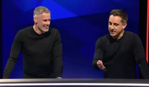 Gary Neville leaves Jamie Carragher in stitches with Liverpool 'offside' comment