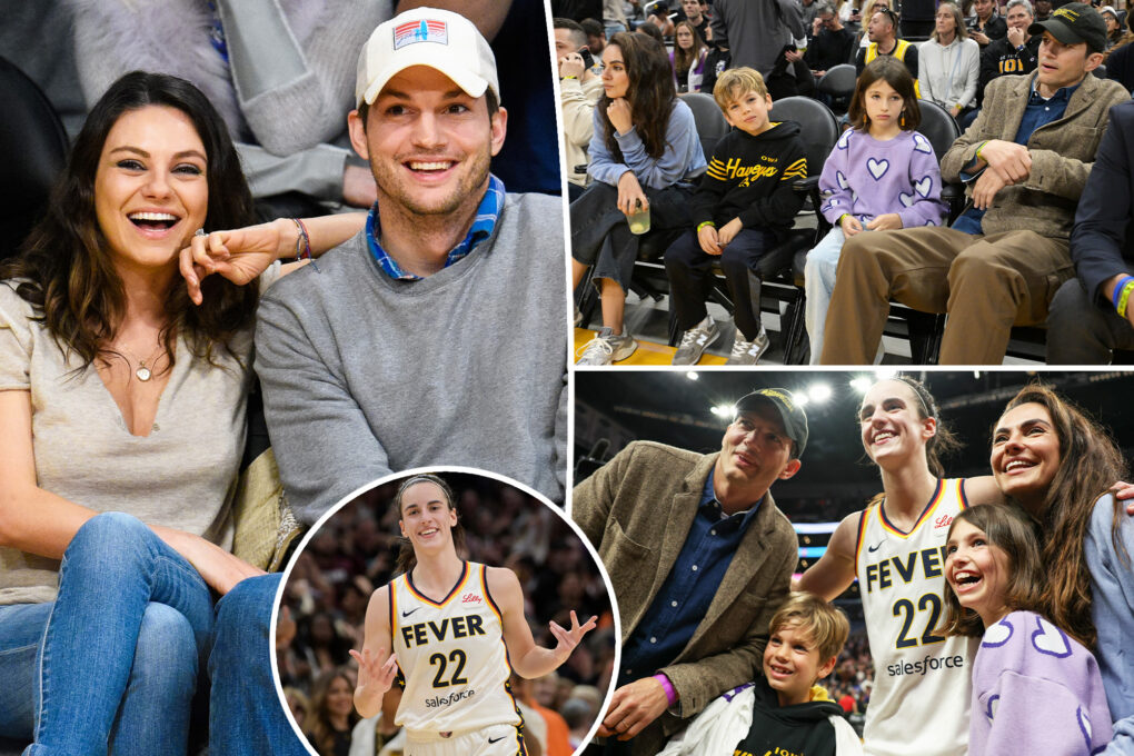 Mila Kunis and Ashton Kutcher’s kids make rare appearance at WNBA game to support Caitlin Clark