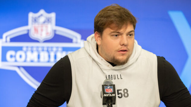 Raiders offensive lineman Jackson Powers-Johnson can't help but laugh at the draft rumors surrounding him