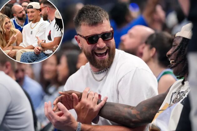 Travis Kelce booed, trolled by Mavericks sitting next to Patrick, Brittany Mahomes at Game 3