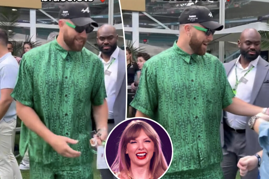 Travis Kelce graciously accepts friendship bracelets from Taylor Swift fans during Miami Grand Prix 2024