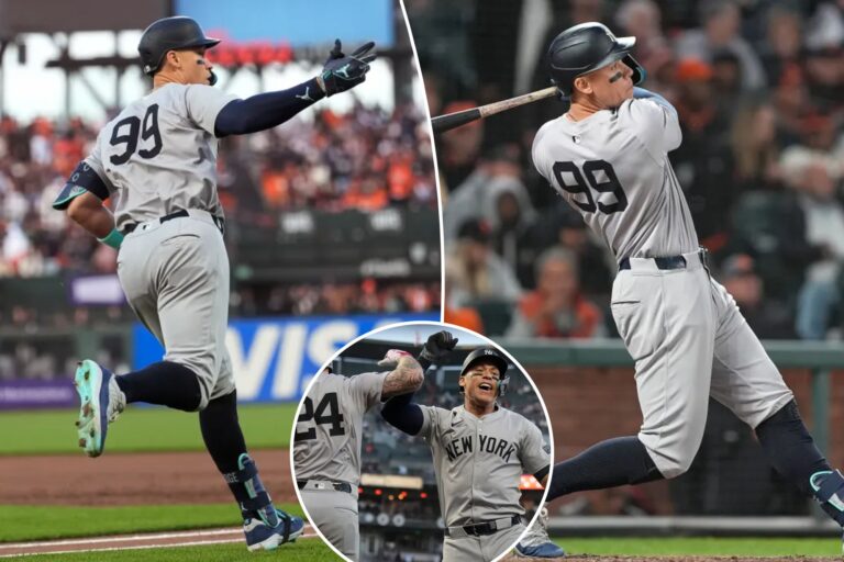 Aaron Judge answers boos with two homers in Yankees’ win over Giants to close out historic month
