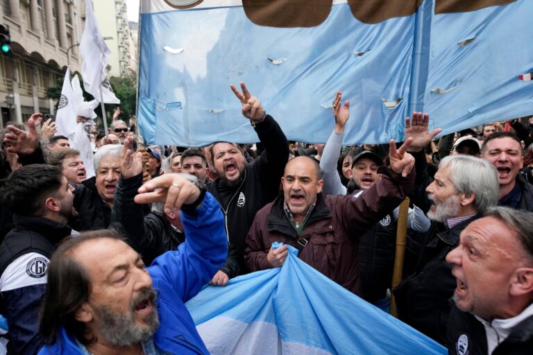 Argentine riot police disperse protesters with water cannons and tear gas ahead of key Senate vote