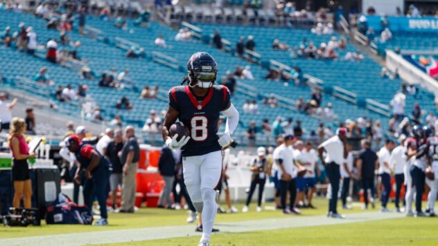 Houston Texans WR John Metchie III seen at OTAs making a defender fall while running a vicious route