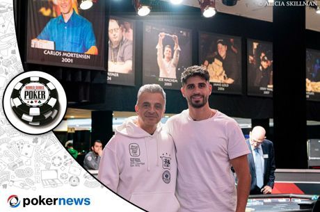 World Champ Joe Hachem Passing the Sugar to Son Daniel at WSOP Final Table