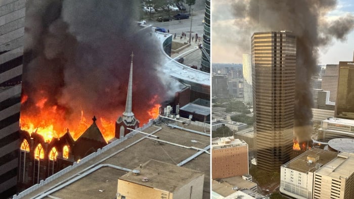 Firefighters battle flames at First Baptist Church in downtown Dallas, reports say