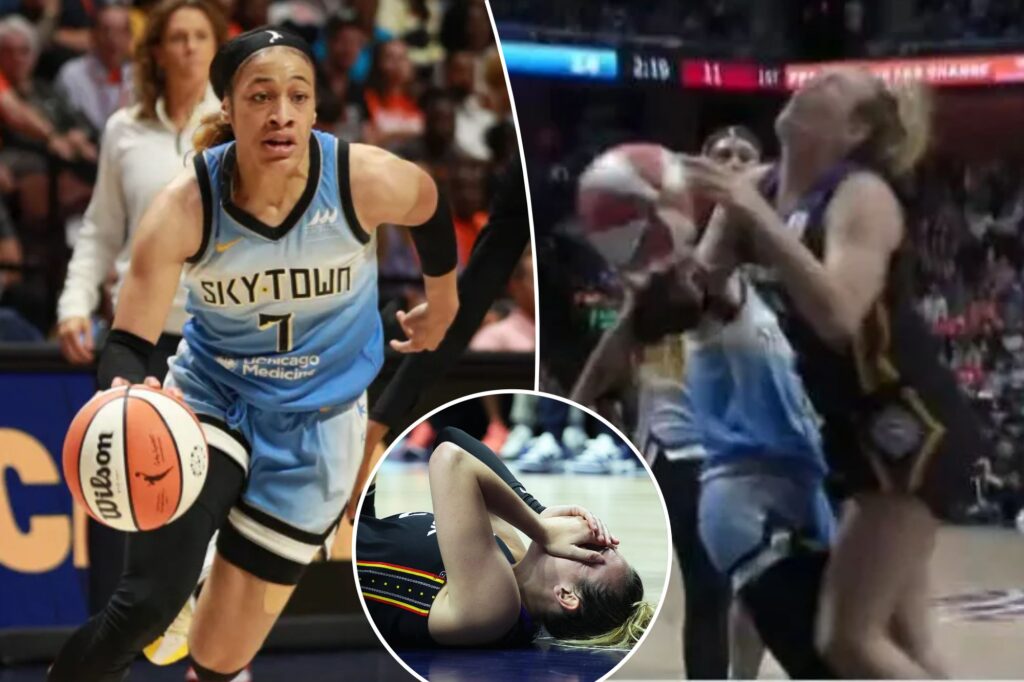 Chennedy Carter clobbers ex-Sky teammate Marina Mabrey in flagrant foul