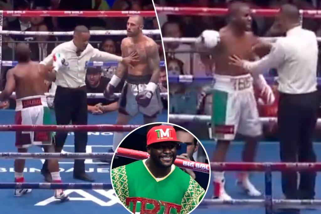 Floyd Mayweather appears to fire referee in middle of John Gotti III rematch