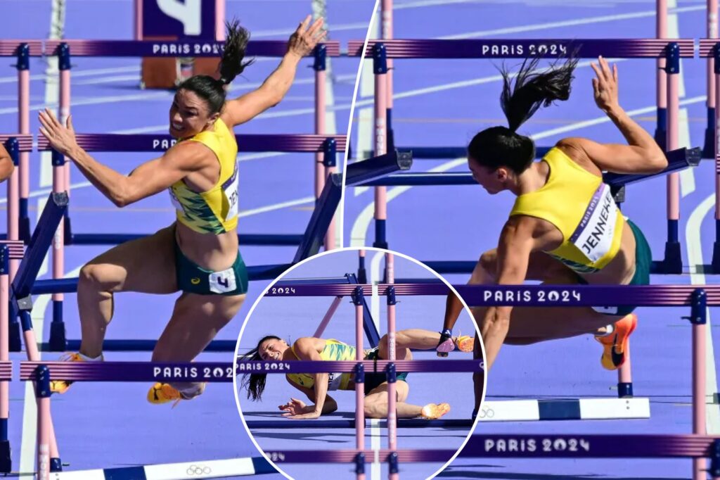 ‘Jiggling’ hurdler Michelle Jenneke crashes onto track in brutal Olympics fall
