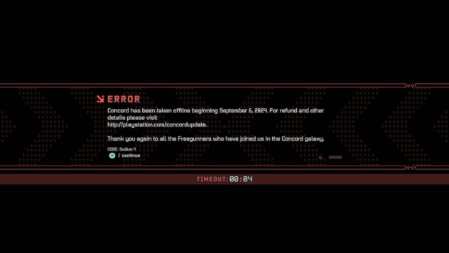 Concord unceremoniously goes offline with an anticlimactic "error" message