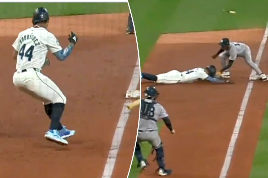 Julio Rodriguez’s bizarre baserunning blunder helps Yankees clinch playoff spot
