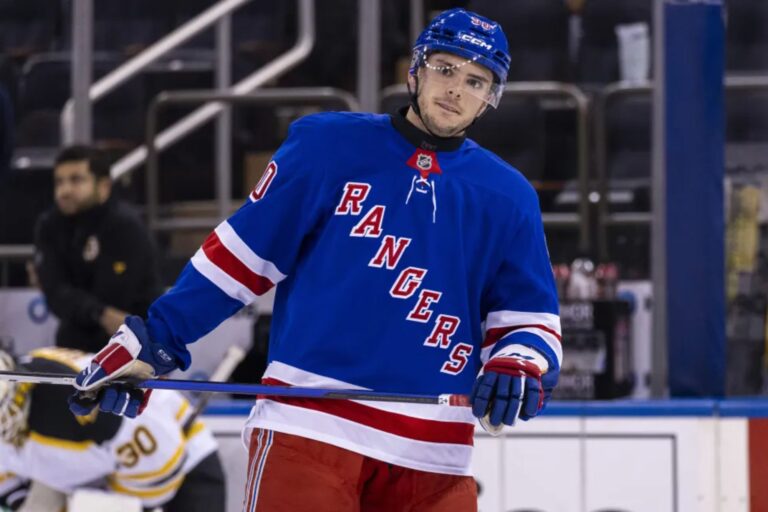 Rangers’ Victor Mancini gets practice look as pair with Adam Fox