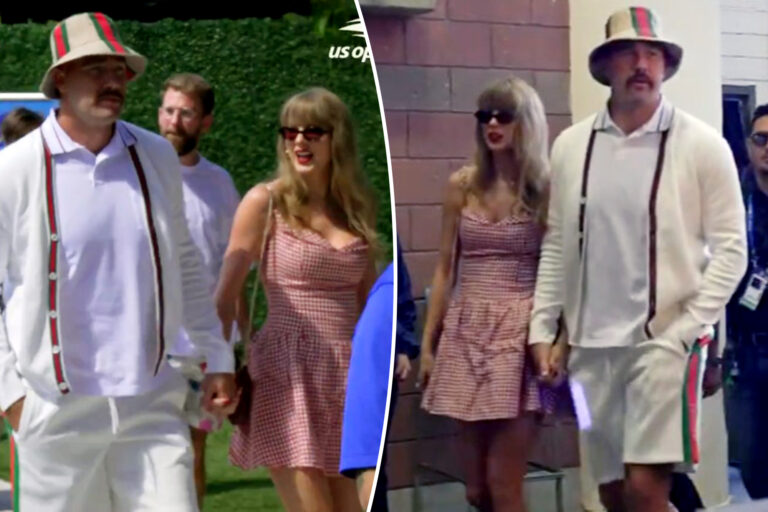 Taylor Swift and Travis Kelce hold hands as they attend the US Open