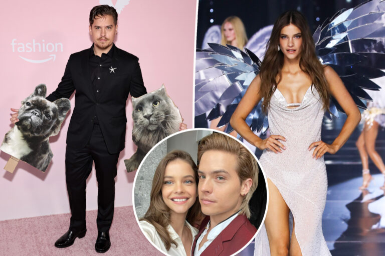 Dylan Sprouse supports wife Barbara Palvin at Victoria’s Secret Fashion Show 2024 with cardboard cutouts of their pets
