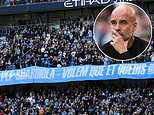 Man City fans tell Pep Guardiola 'we want you to stay' as they unveil HUGE banner during clash against Fulham... with Spaniard's current deal set to expire next summer