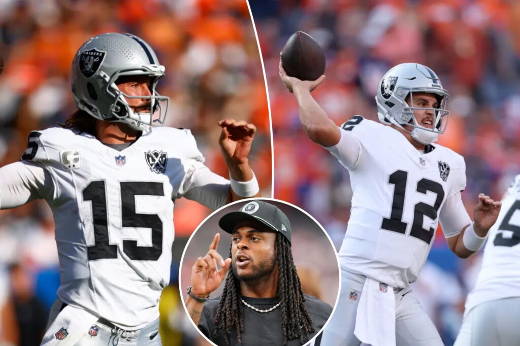 Raiders bench Gardner Minshew for Aidan O’Connell as Davante Adams trade cloud hovers