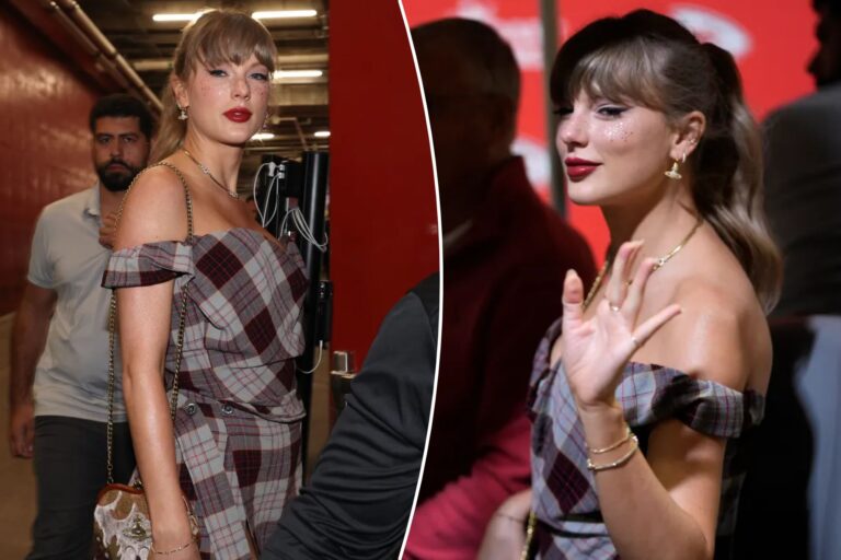 Taylor Swift arrives for Travis Kelce’s Chiefs game vs. Saints on ‘Monday Night Football’