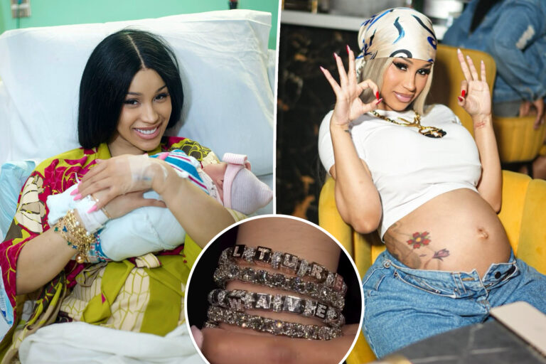 Cardi B seemingly reveals 3rd baby’s name with diamond bracelet