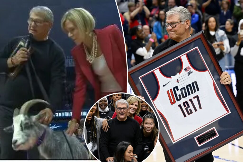 Geno Auriemma becomes all-time winningest NCAA basketball coach — and UConn brought out a real goat to celebrate