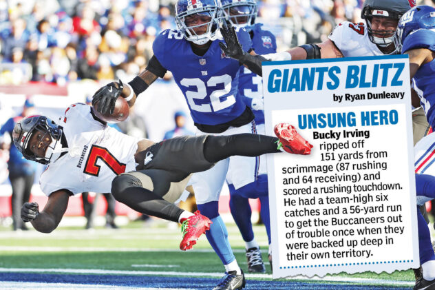 Heroes, zeros from Giants’ loss to Buccaneers: Bucky Irving couldn’t be stopped