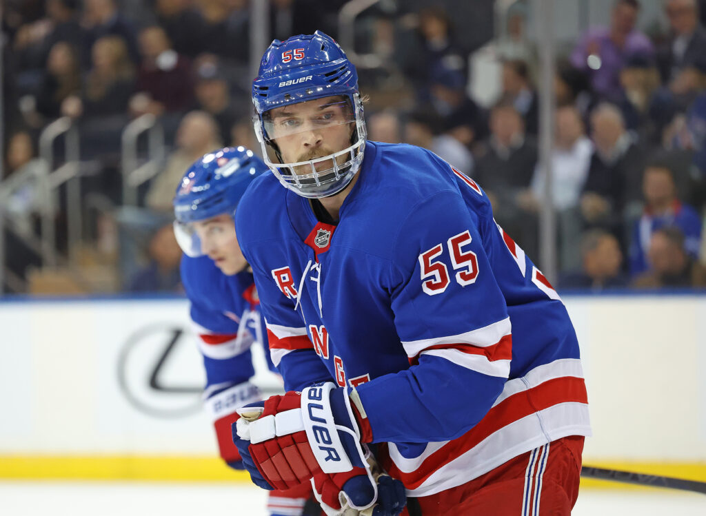 Rangers’ Ryan Lindgren sheds face shield after preseason surgery