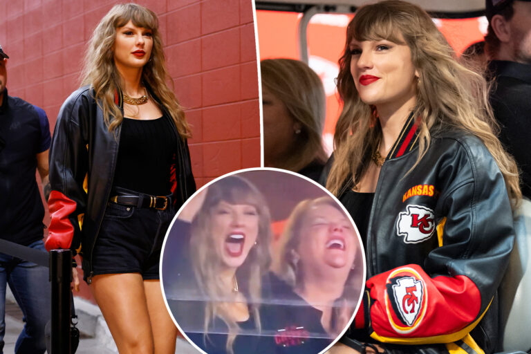 Taylor Swift gets fired up celebrating touchdown with mom Andrea at Chiefs vs. Buccaneers game