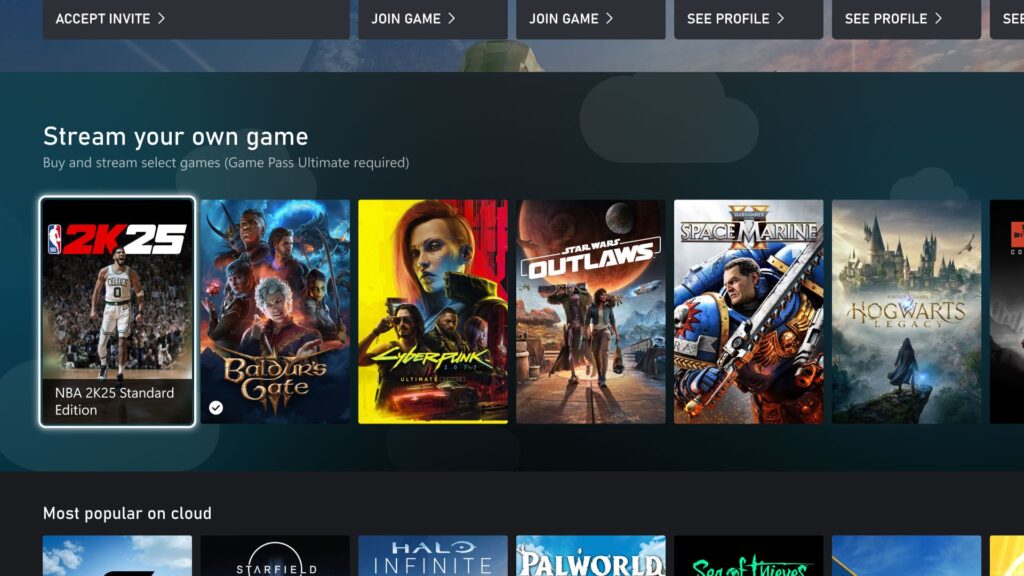 Xbox Game Pass Ultimate subscribers can now stream "select" games from their own library via Cloud Gaming