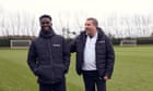 'He's still got it': Bukayo Saka reunites with grassroots football coach – video