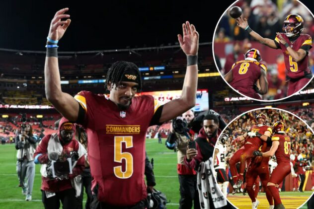Jayden Daniels adds to his rookie lore as Commanders clinch playoff berth with epic OT win