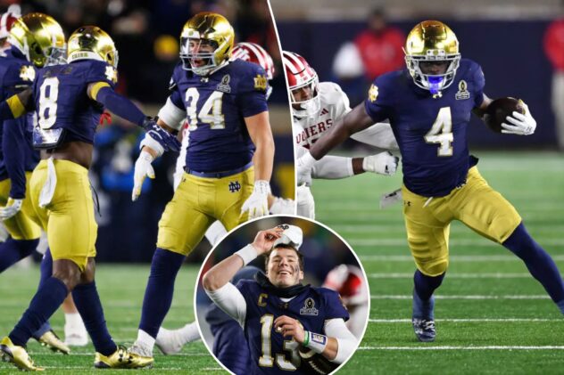 Notre Dame cruises to first-round win over Indiana to start College Football Playoff