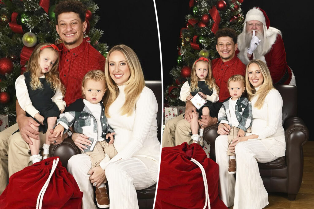 Pregnant Brittany and Patrick Mahomes share adorable photos of kids meeting Santa Claus