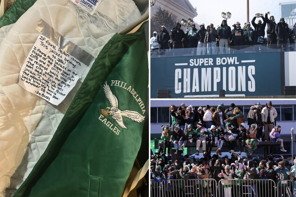 Eagles fan finds surprise message in vintage team jacket after Super Bowl victory parade