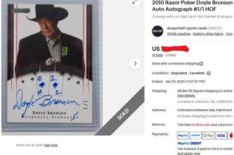 Is this 1/1 Doyle Brunson Autograph the Highest Selling Poker Trading Card Ever?