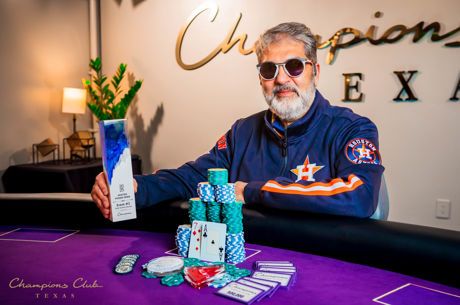 Kassim Panjwani Gets the Trophy & Top Mystery Bounty Prize at Champions Club Texas