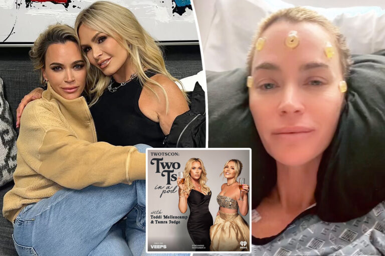 Tamra Judge cries announcing Teddi Mellencamp’s podcast break after brain surgery: ‘Prayers, please’