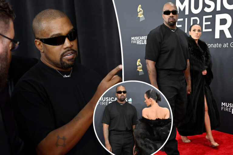 What Kanye West told Grammys red carpet staff before Bianca Censori’s coat-dropping debut: lip reader