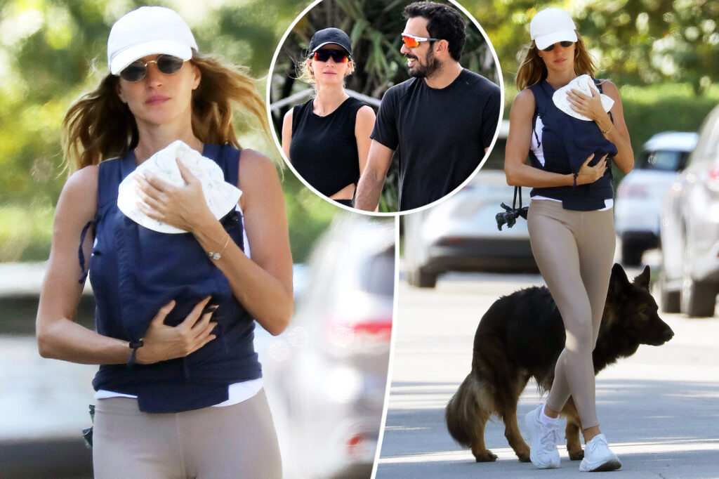 Gisele Bündchen takes newborn on stroll with dog around Miami 1 month after giving birth