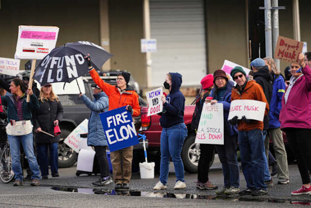 Protesters rebelling against Elon Musk's purge of US government swarm Tesla showrooms