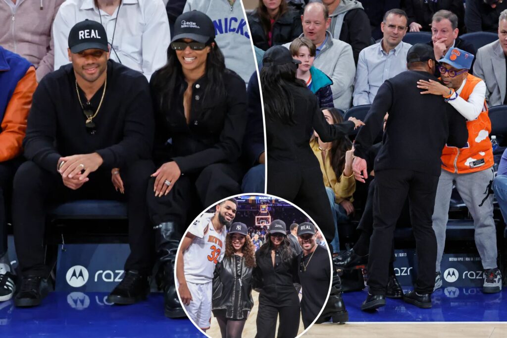 Russell Wilson, Ciara take in Knicks game along celebrity row next to Chris Rock, Ed Sheeran